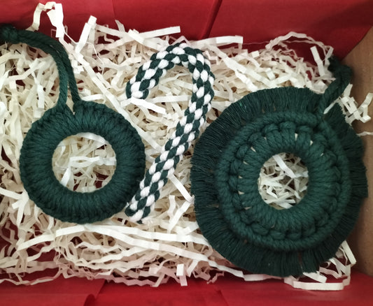 Lot de 3 ornements en macramé de Noël