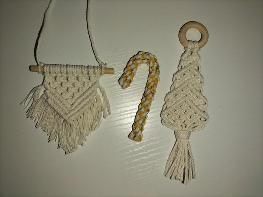 Lot de 3 suspensions en macramé