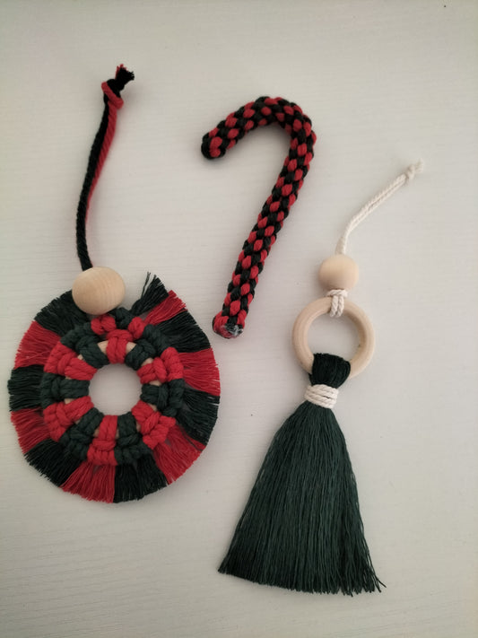 Lot de 3 suspensions en macramé